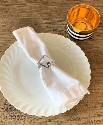 Serviettenringe 4 Stück Diamant Eckig Serviettenhalter Party Hochzeit Bankett Edel