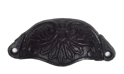 Muschelgriff Möbelgriff Gusseisen Griff für Schubladen Schwarz