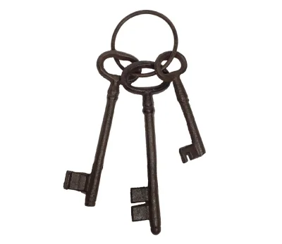 Deko-Schlüssel Bund mit 3 Schlüsseln Nostalgie Gusseisen Antik-Braun 16cm