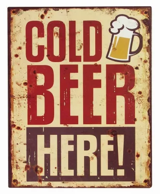Blechschild COLD BEER HERE! Vintage Dekoschild Nostalgie 25x20cm