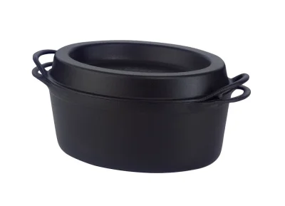 Le Creuset Saftbräter Doufeu Oval Gusseisen Schwarz 32cm