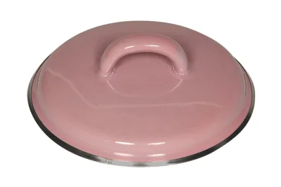 Riess Deckel Emaille Pastell Rosa mit Chromrand 12cm