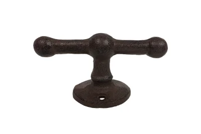 Belegklampe T-Form Festmacher Nostalgie Gusseisen Antik-Braun 10cm