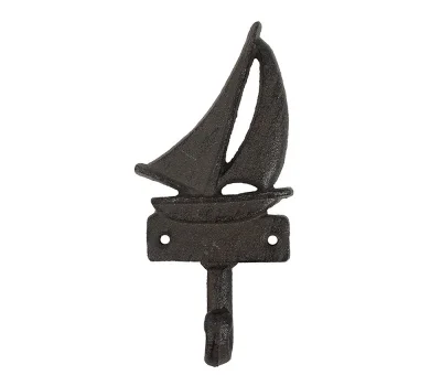 Garderobenhaken Segelboot Gusseisen Antik-Braun Maritim 16cm