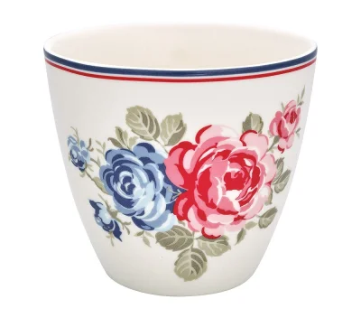 Greengate Latte Cup Hailey White Tasse Steingut Weiß Blumen
