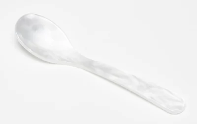 G.F. Heim Söhne Eierlöffel Acrylglas Perlmutt Optik Weiß