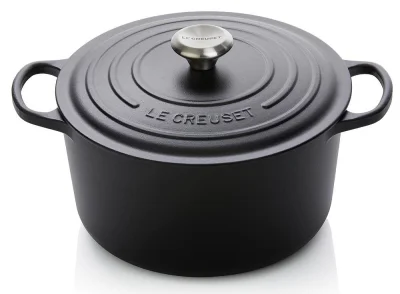 Le Creuset Bräter Signature Rund Hoch Gusseisen Schwarz 24cm