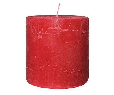 Rustic Stumpenkerze Premium Kerze Rot 10x10cm - 80 Std Brenndauer