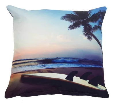 Outdoor Kissen Karibik Surfbrett Palme Meer Gartenkissen Wasserabweisend 40x40cm