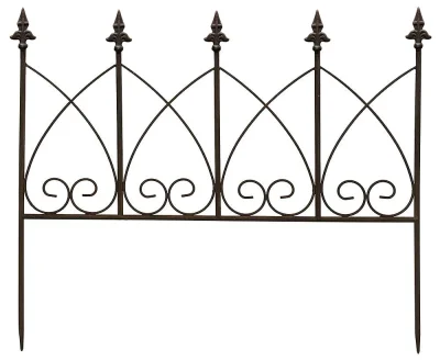 Beetzaun Metall Zum Stecken Beeteinfassung Beetumrandung Antik-Stil Braun 62cm
