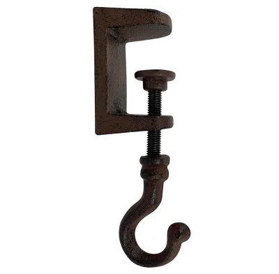 Klemmhaken Befestigungshaken Schraubzwinge mit Haken Gusseisen Braun Antik-Stil