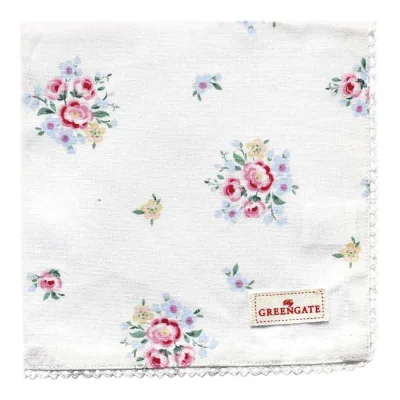 Greengate Stoffserviette mit Spitze Nicoline White Weiß Blumen