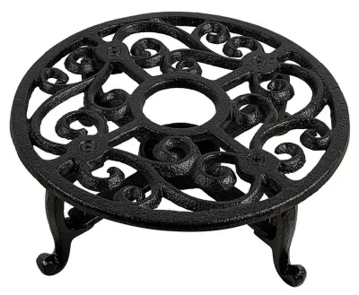 Stövchen Landhaus Vintage Warmhalteplatte Rechaud Gusseisen Antik-Stil Schwarz