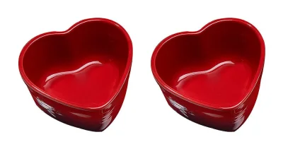 Le Creuset Herzförmchen Steinzeug 2er-Set Kirschrot 10x11cm