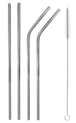 Trinkhalme Edelstahl mit Reinigungsbürste 4 Stück Strohhalme Wiederverwendbar