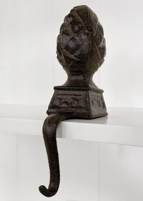 Dekohalter Haken für Kante Gusseisen Braun Pinien Zapfen Kantenhänger Vintage