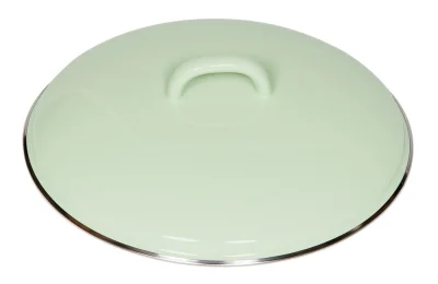 Riess Deckel Emaille Pastell Nilgrün Grün mit Chromrand 22cm