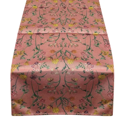 Outdoor Tischläufer Altrosa Blumen Vintage-Stil Tischdecke geblümt 150x34cm