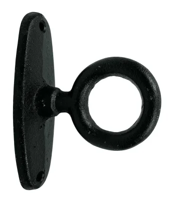 Anbindering mit Platte Gusseisen Antik-Stil Befestigungsring Schwarz 9cm