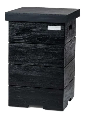 Happy Cocooning Beistelltisch Teak Black für Gasflasche schwarz 41 x 41 x 62 cm