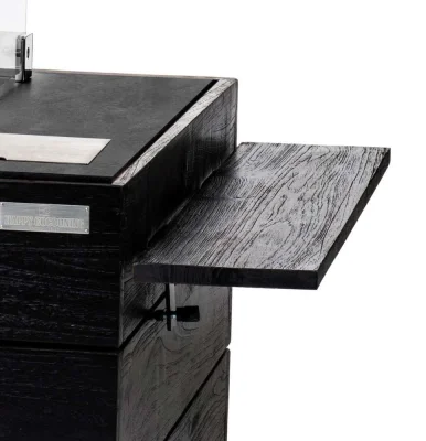 Happy Cocooning Seitentische Teak Black Ablage für Feuertisch 2 Stück