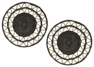 Tischset Rund Seegras geflochten Natur 2 Stück Boho Platzset Natur Braun 38 cm