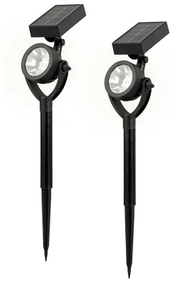 Solar Gartenstrahler LED Schwarz 2 Stück Solarleuchte Gartenleuchte Beleuchtung