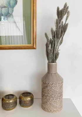 Trockenblumenstrauß Silber Hirse Setaria getrocknet Bund mit Stiel Weihnachten