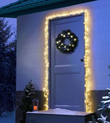 Lichterkette für Haustür Türrahmen 550 cm 440 LED warmweiß Außen Innen 8 Modi