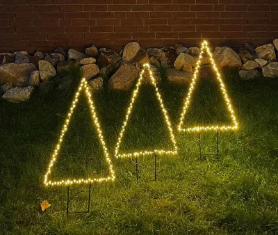 Weihnachtsbeleuchtung Außen 3er Set 330 LED Warmweiß Gartenstecker Tannenbaum