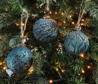 Christbaumkugeln Zapfen Petrol Echt Glas 3 Stück Weihnachtsbaumkugeln