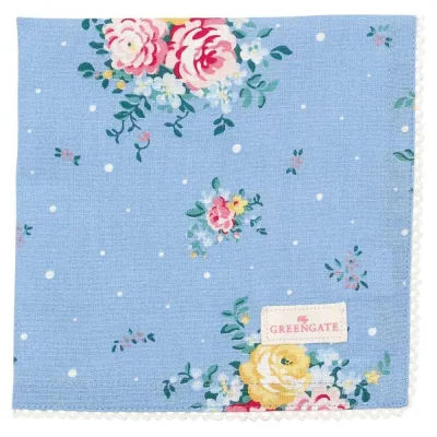 Greengate Stoffserviette Laura Dusty Blue Blumen 40x40cm