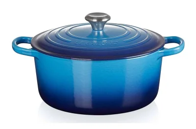 Le Creuset Bräter Signature Rund Gusseisen Azure Blau 18 cm