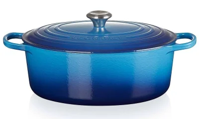 Le Creuset Bräter Signature Oval Gusseisen Azure Blau 33 cm