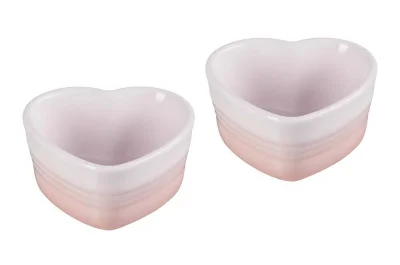 Le Creuset Herzförmchen Steinzeug 2er-Set Shell Pink 10x11cm