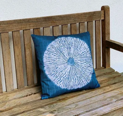 Outdoor Kissen Boho Gartenkissen Wasserabweisend Petrol Blau Weiß 45x45cm