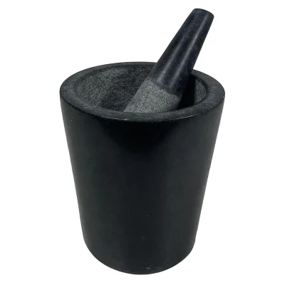 Mörser und Stößel Marmor Groß Schwarz Naturstein Steinmörser