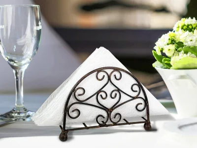 Serviettenhalter Eisen Braun Vintage-Stil Serviettenständer Halbrund 10x14cm