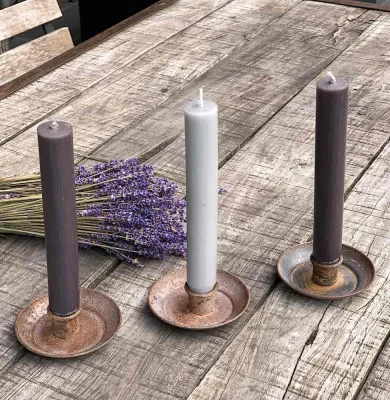 Kerzenhalter Vintage-Stil Zink Rostig 3 Stück Kerzenständer Set Metall 9 cm