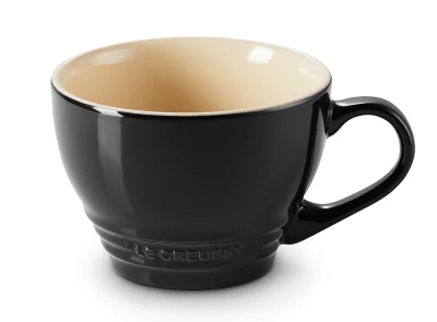 Le Creuset Cappuccino Tasse Steinzeug Schwarz Glänzend 400ml