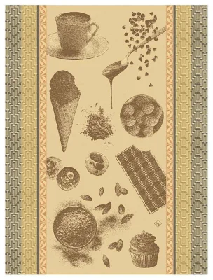 Le Jacquard Français Geschirrtuch Chocolat Recettes Cacao Braun 60x80 Baumwolle