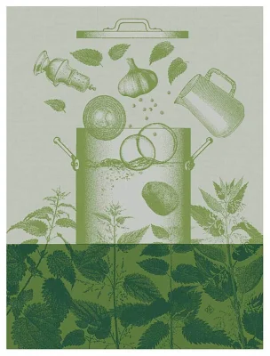 Le Jacquard Français Geschirrtuch Veloute D´Orties Nature Grün 60x80 Baumwolle