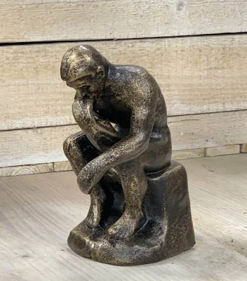 Edle Skulptur "Der Denker" Figur nach Auguste Rodin Eisen Replik 16cm