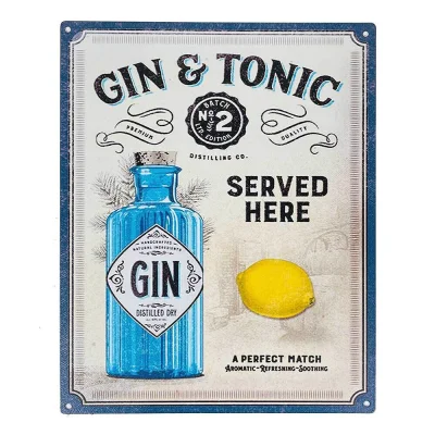 Blechschild GIN & TONIC Dekoschild Nostalgie Vintage 20x25cm