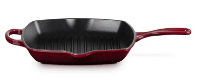 Le Creuset Grillpfanne Quadrat Signature Gusseisen Garnet (Rhone) Bordeaux-Rot 26cm