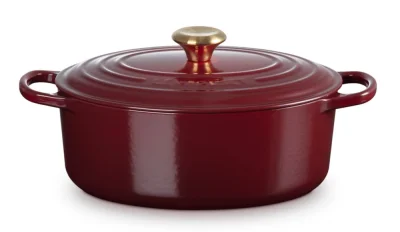 Le Creuset Bräter Signature Oval Gusseisen Garnet (Rhone) Bordeaux-Rot 31 cm