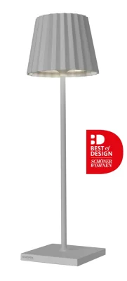 Sompex TROLL 2.0 Tischleuchte Grau Aluminium mit Akku dimmbar Outdoor 38 cm