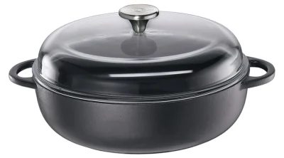 Küchenprofi Bauerntopf Rund Schwarz mit Glasdeckel PROVENCE Classic Black 28 cm