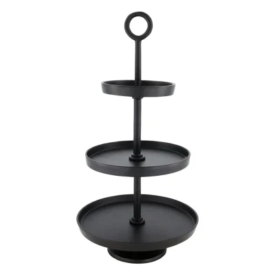 Etagere Aluminium Schwarz 3 Stöckig Landhaus-Stil Servierständer 47cm