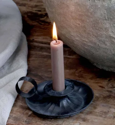 Chic Antique Kerzenhalter mit Henkel Biedermeier-Stil Kerzenständer Schwarz